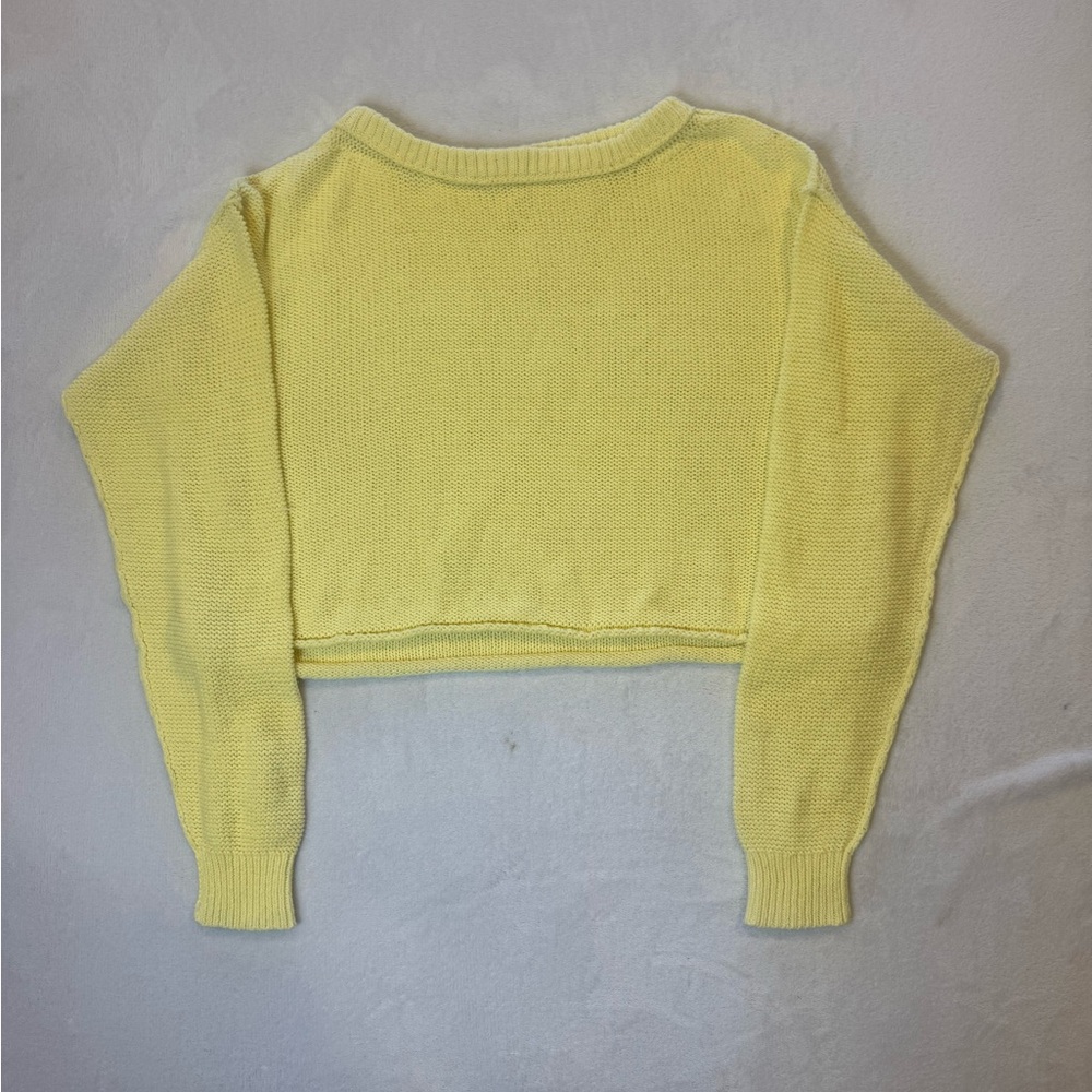 we the free pastel spring yellow knit cropped sweater top size M oversized.